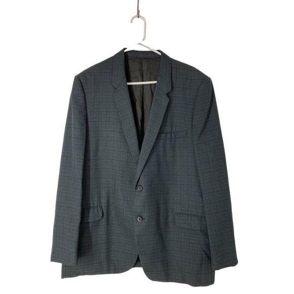 Mens 60s Vintage Sport Coat Blazer Plaid Size 44 Blue Rough Riders CA USA 5446 - Picture 1 of 10